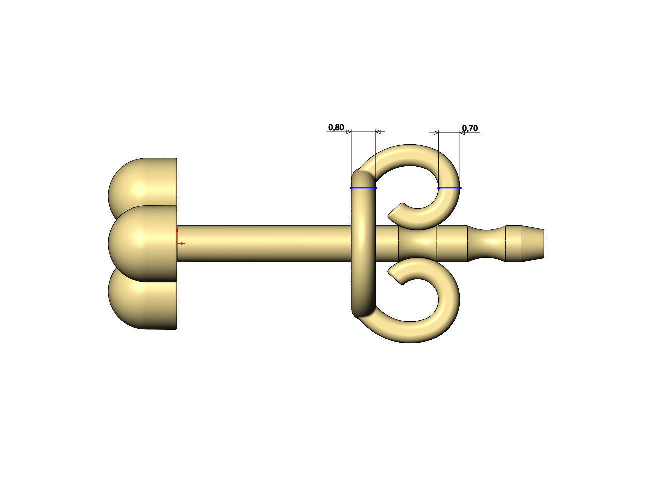 Bead clover stud earring 3D print model_8