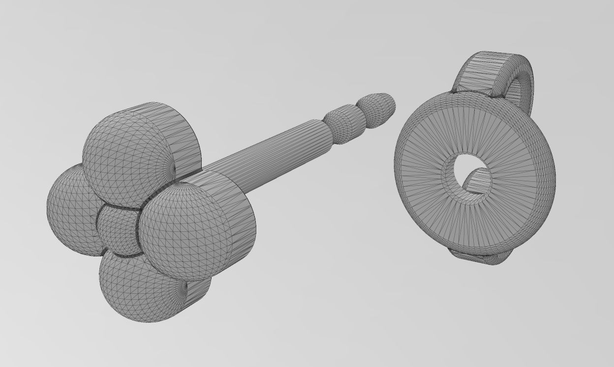 Bead clover stud earring 3D print model_11