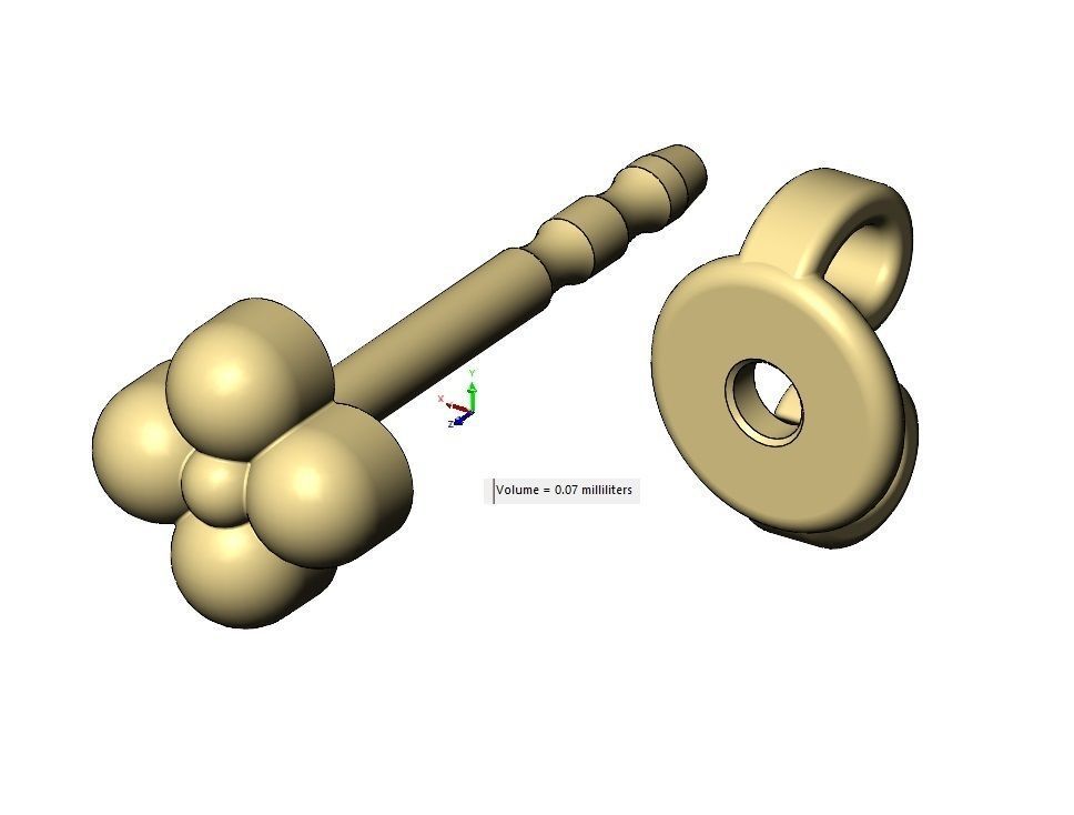 Bead clover stud earring 3D print model_10