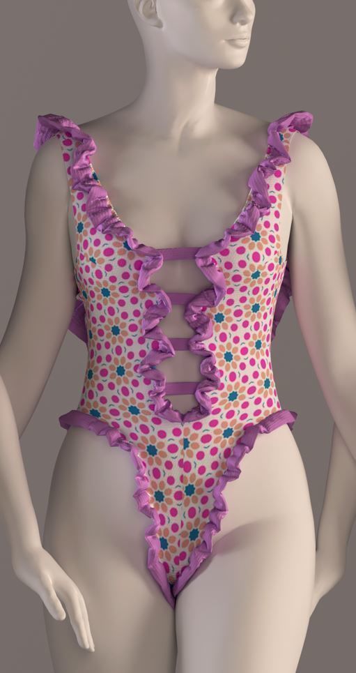 Women swimsuit - swimwear with textures 3D model_4