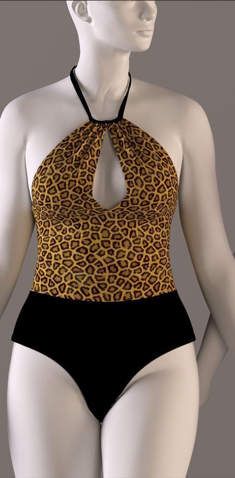 Women swimsuit - swimwear with textures 3D model_3