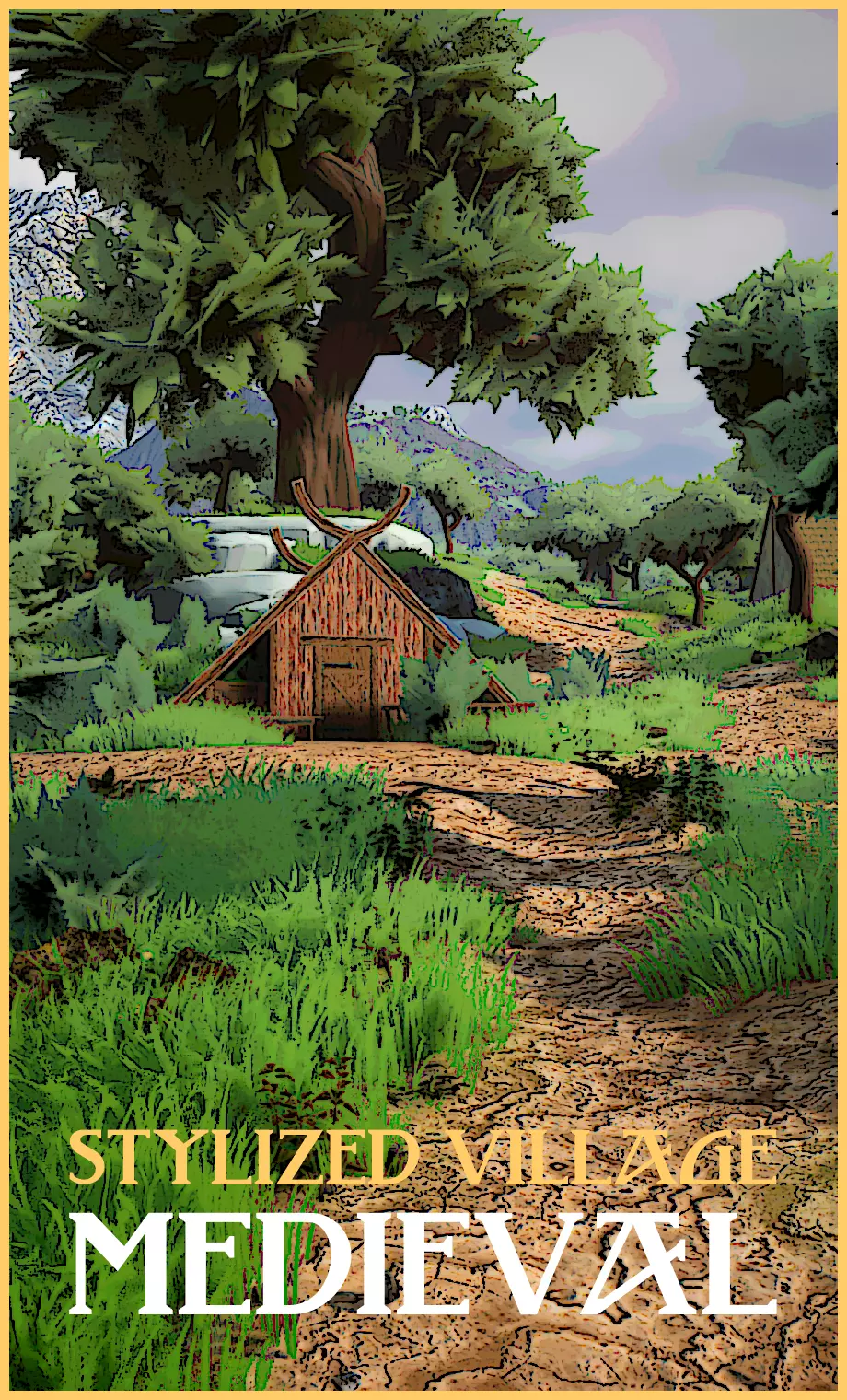 Modular Stylized Medieval Village Kit Low-poly 3D model