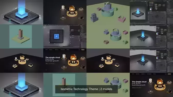 Isometric Technology Theme 3D Model Collection