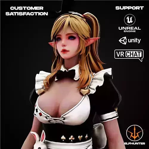 EXCLUSIVE ELF HUNTER EDITION RIGGED CHARACTER ELF CASINO WAITER Low-poly 3D model