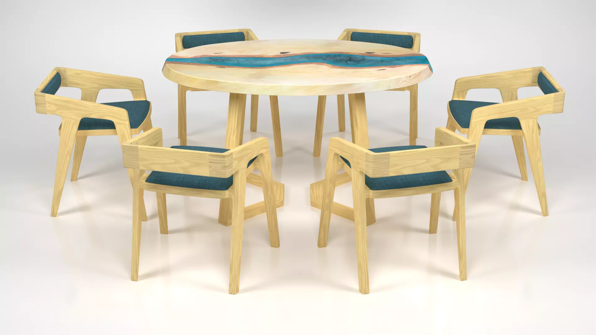 Wooden dining set Free 3D model