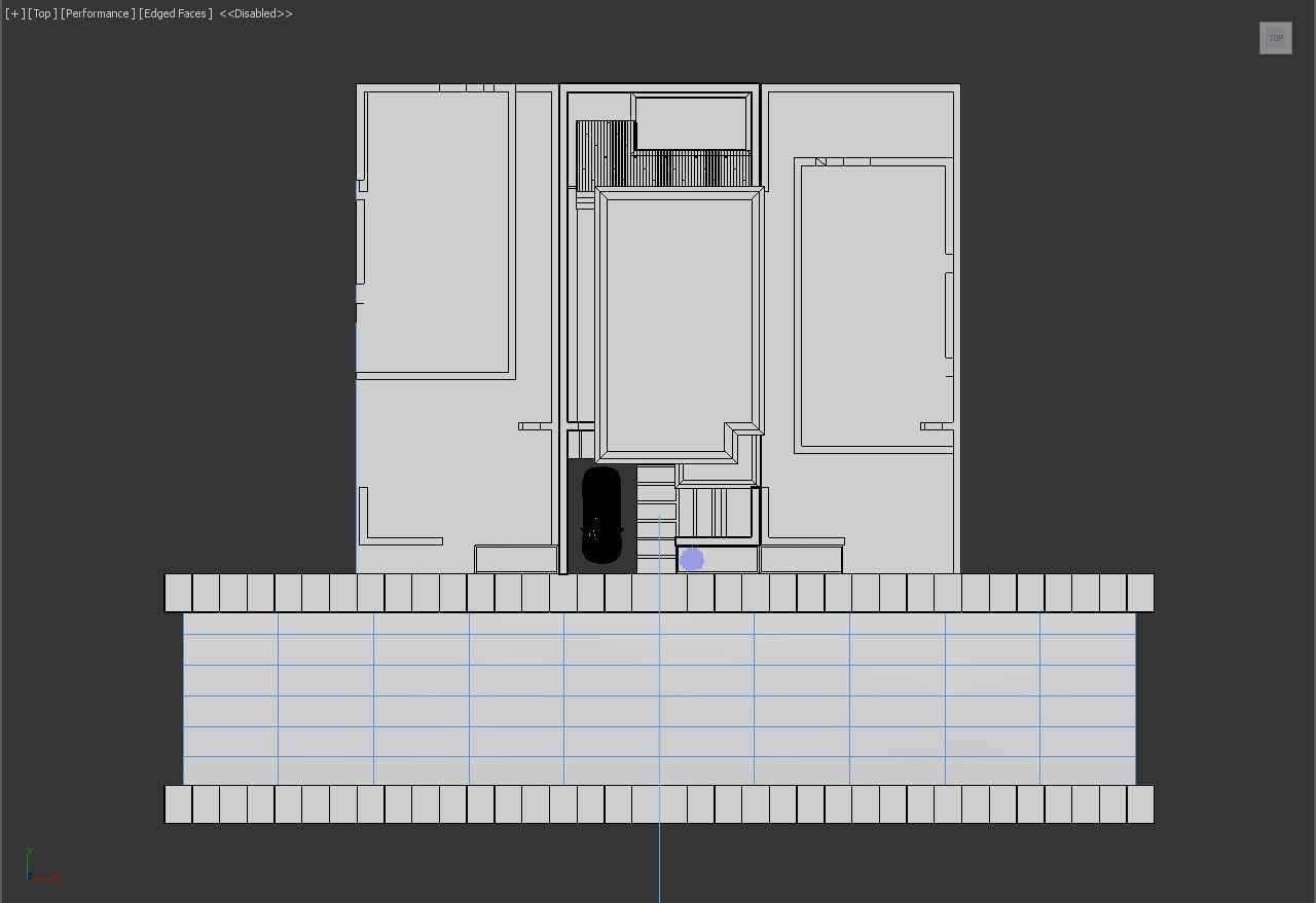 exterior high tech house model with car model tesla X 3D model_4