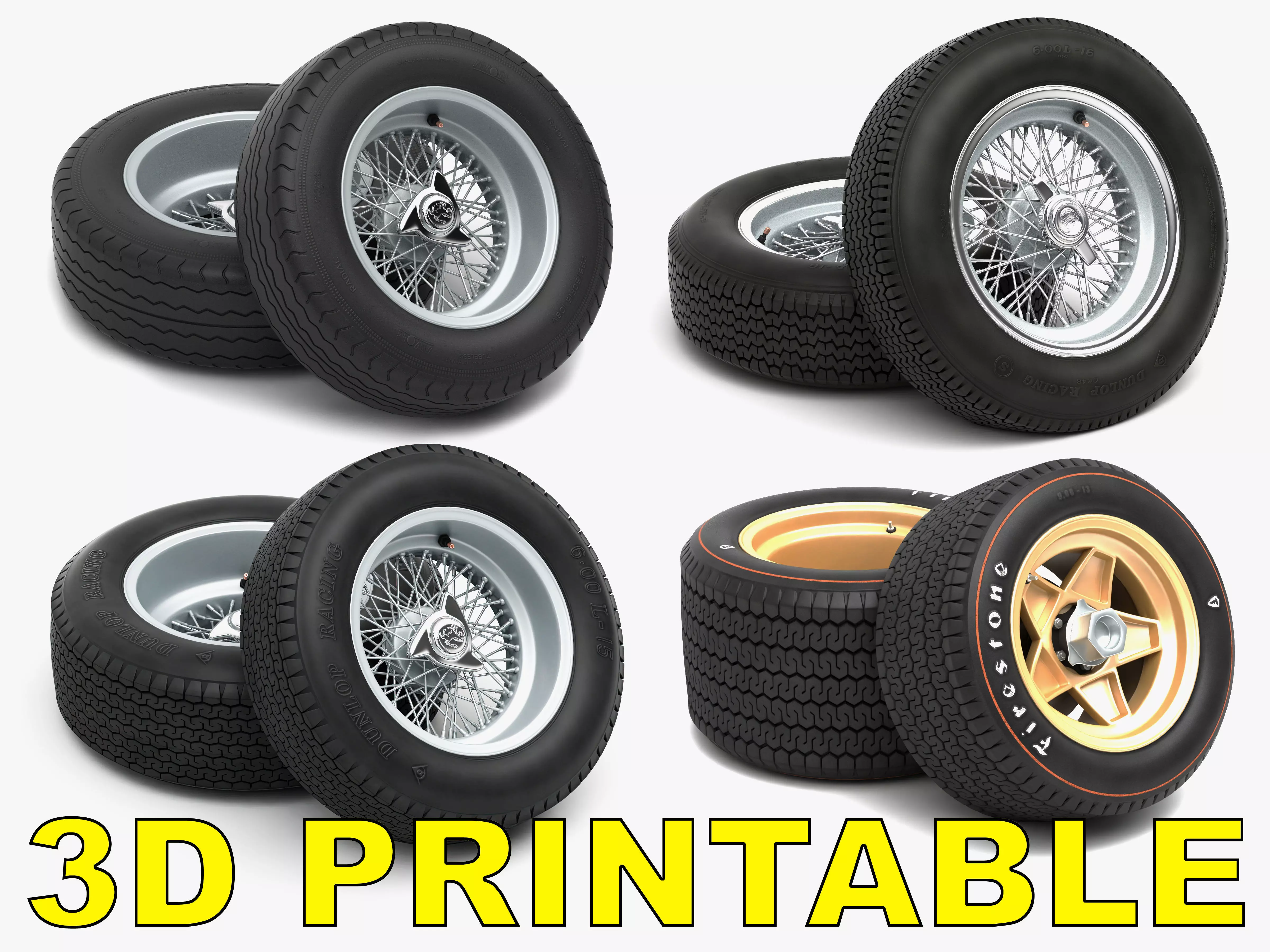 3D Printable Classic Racing Wheels Bundle 3D Model Collection_0