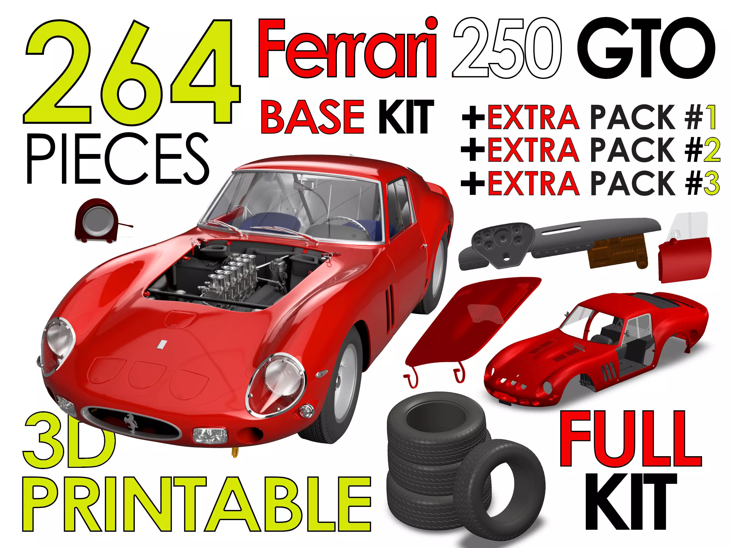 Ferrari 250 GTO - Full Car Kit Bundle Pack 3D Model Collection_0