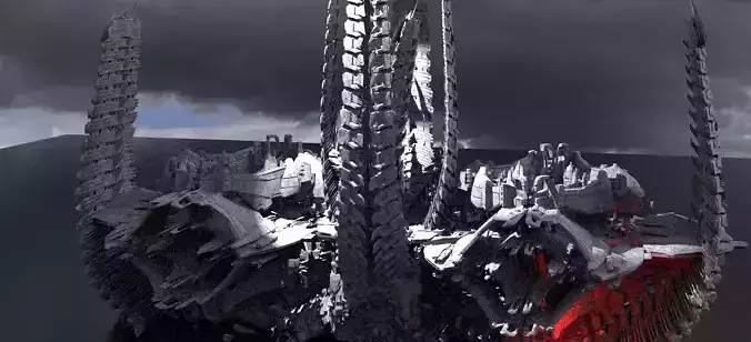 Alien Spine Tower 4 versions 3D model