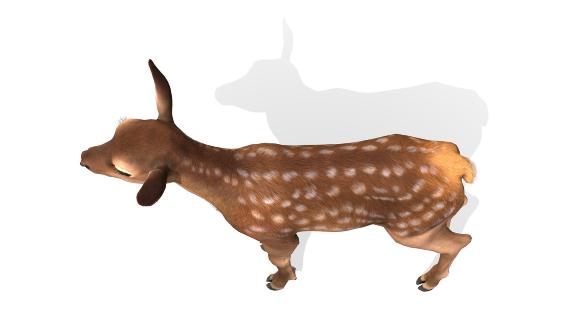 Red Deer Family Low-poly 3D model_14