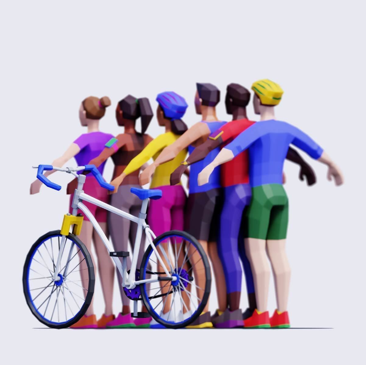 Exercising People - Animated and Rigged Low-poly 3D model_2