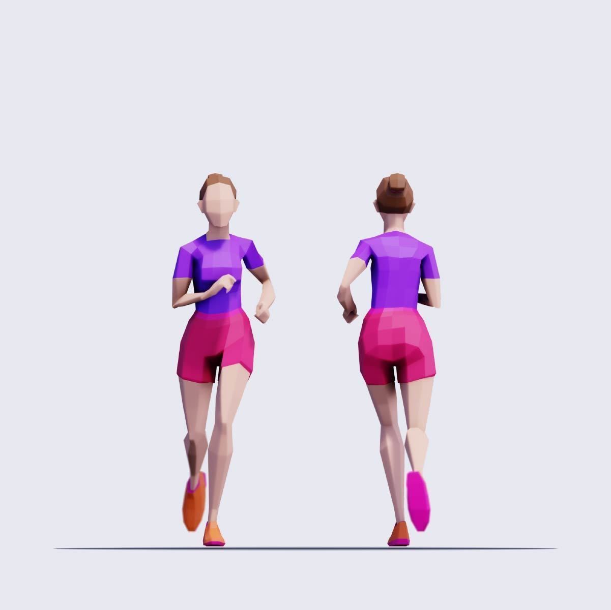 Exercising People - Animated and Rigged Low-poly 3D model_5