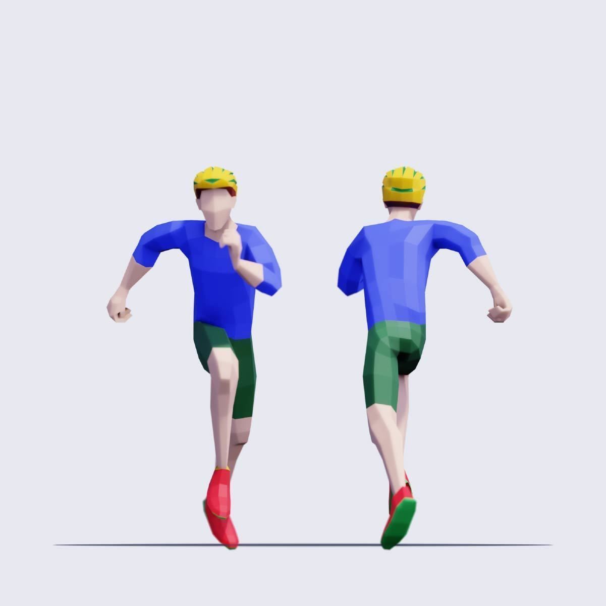 Exercising People - Animated and Rigged Low-poly 3D model_6