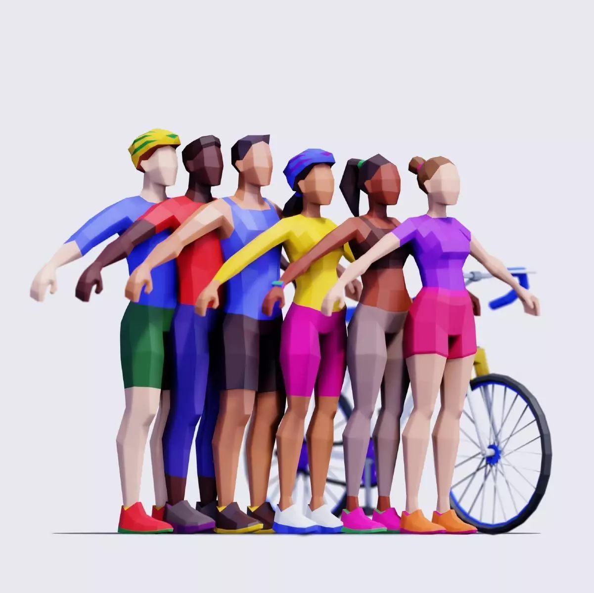 Exercising People - Animated and Rigged Low-poly 3D model_0