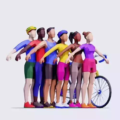 Exercising People - Animated and Rigged Low-poly 3D model