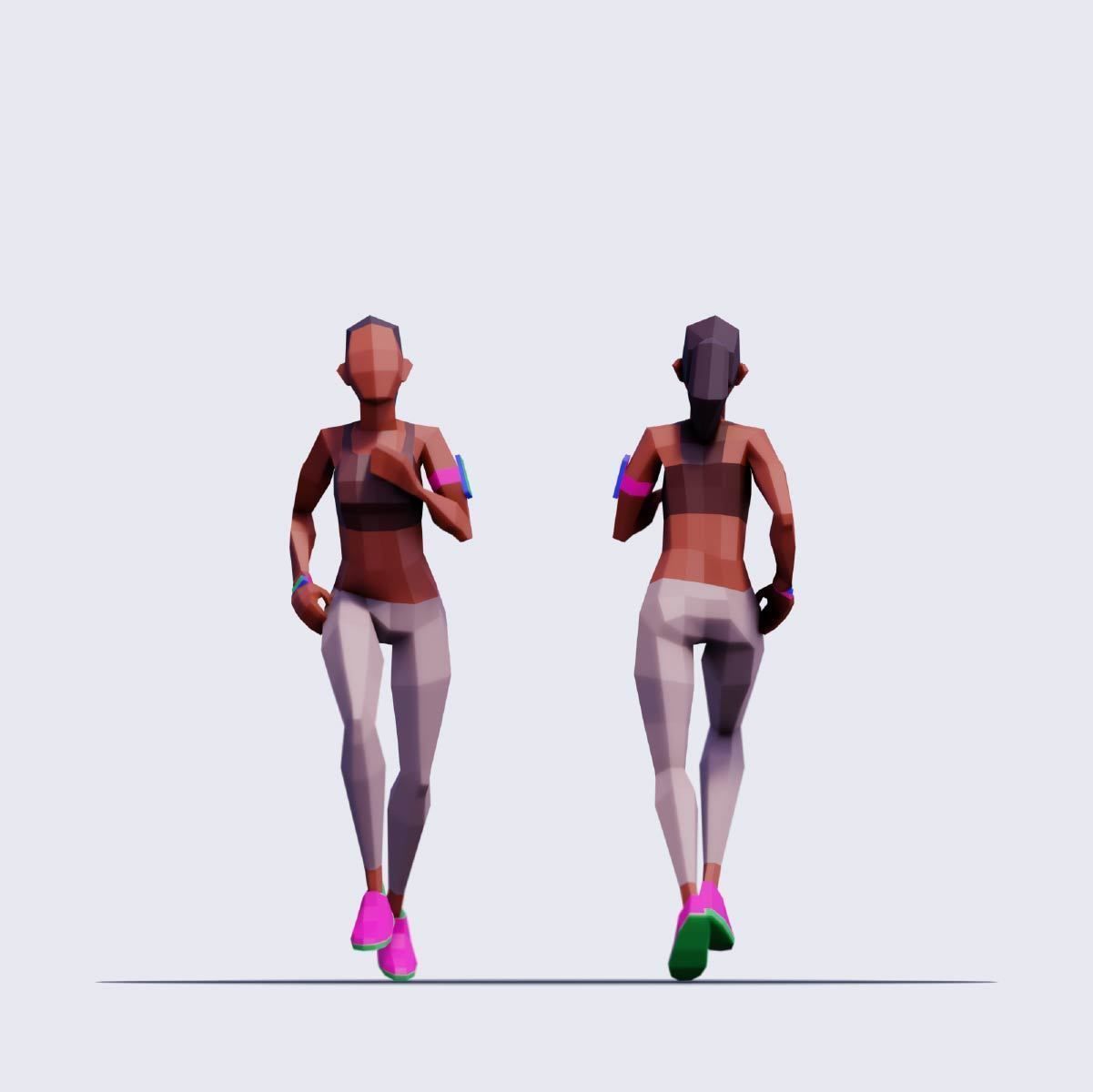 Exercising People - Animated and Rigged Low-poly 3D model_4