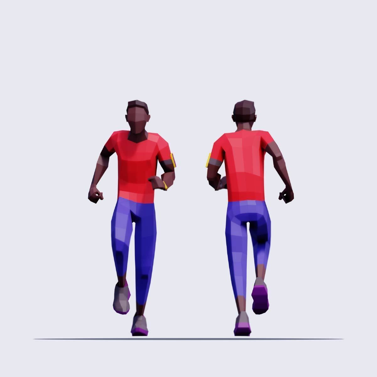 Exercising People - Animated and Rigged Low-poly 3D model_7