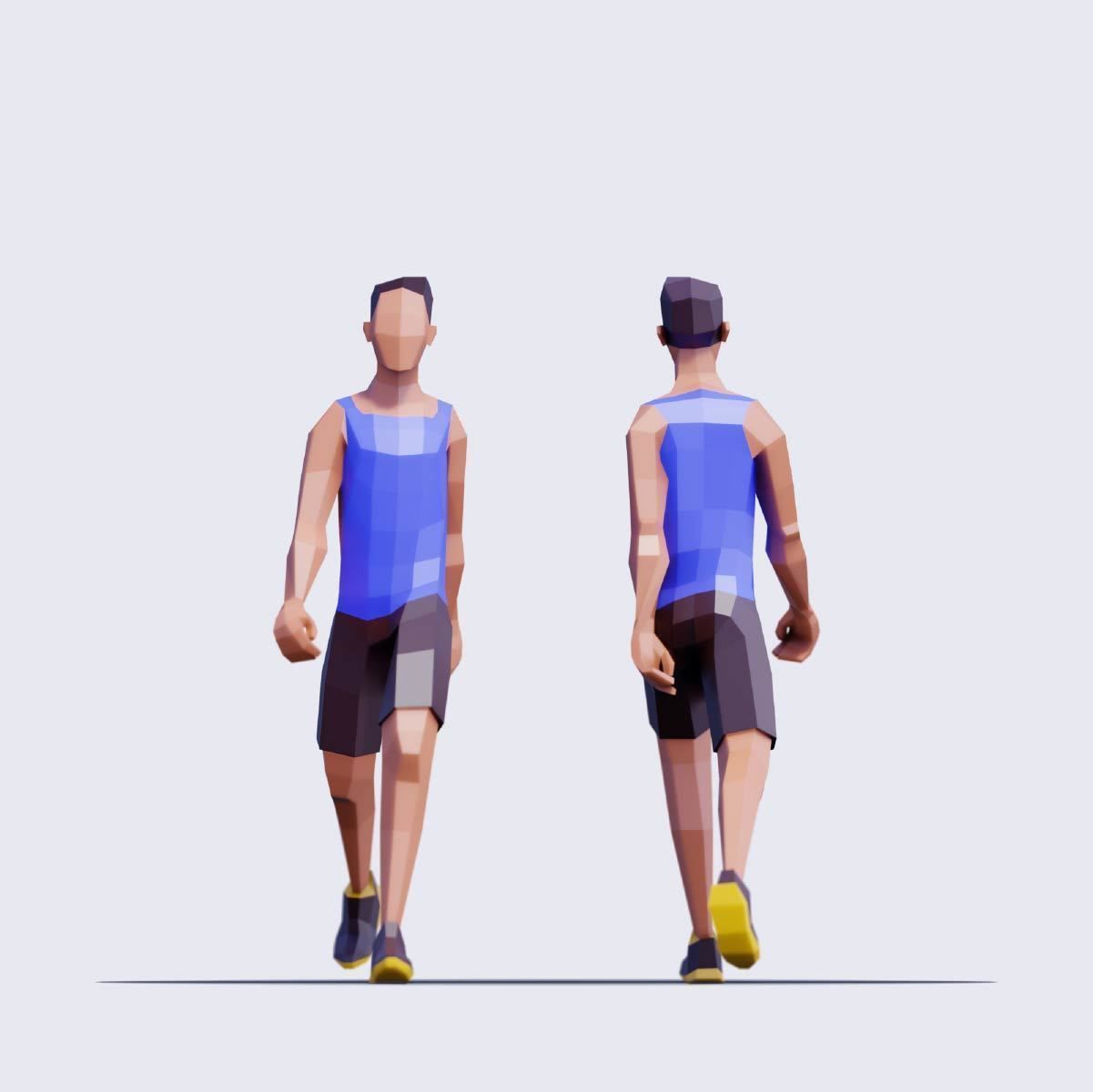 Exercising People - Animated and Rigged Low-poly 3D model_8