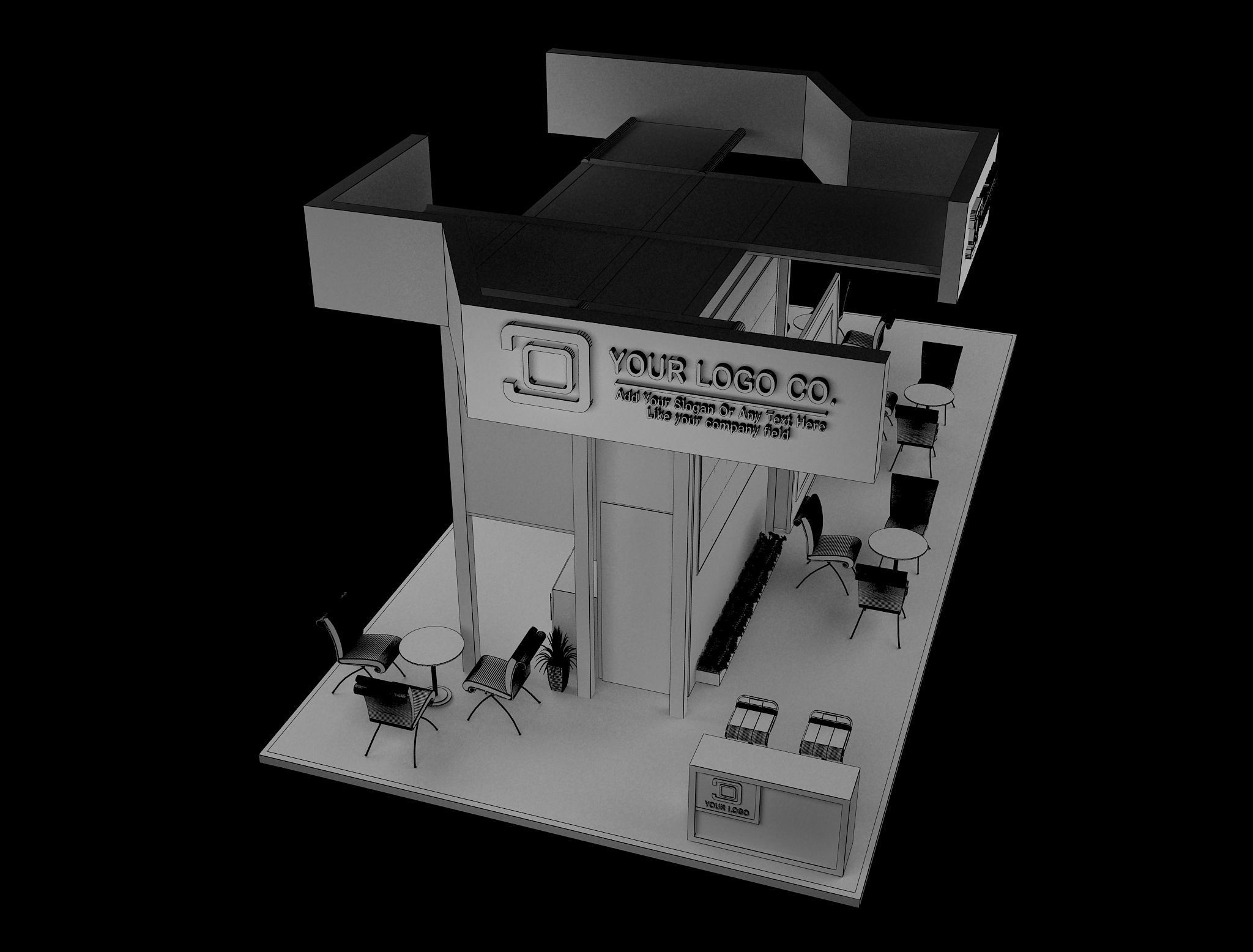 Booth Exhibition Stand a627 3D model_5