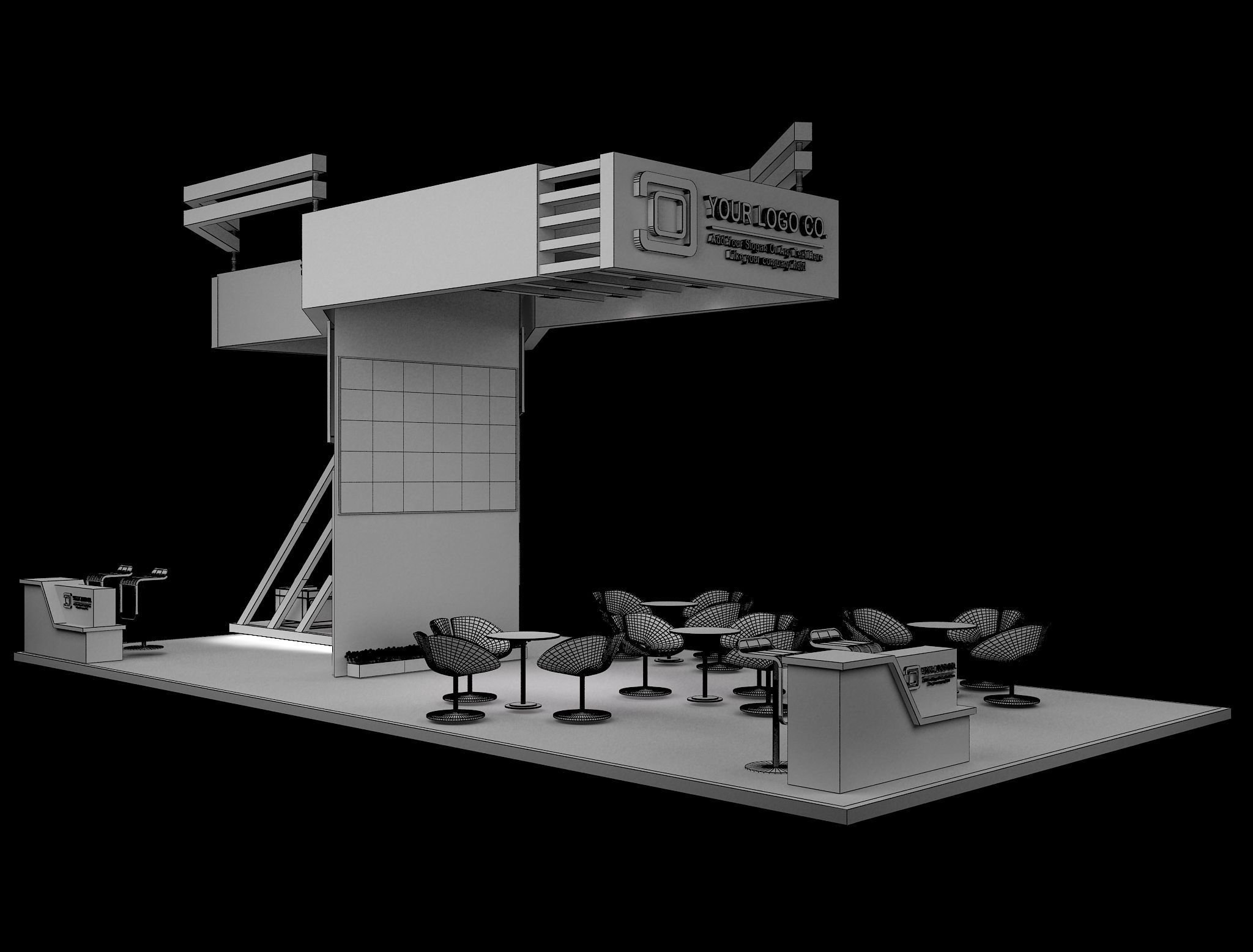 Booth Exhibition Stand a628 3D model_17