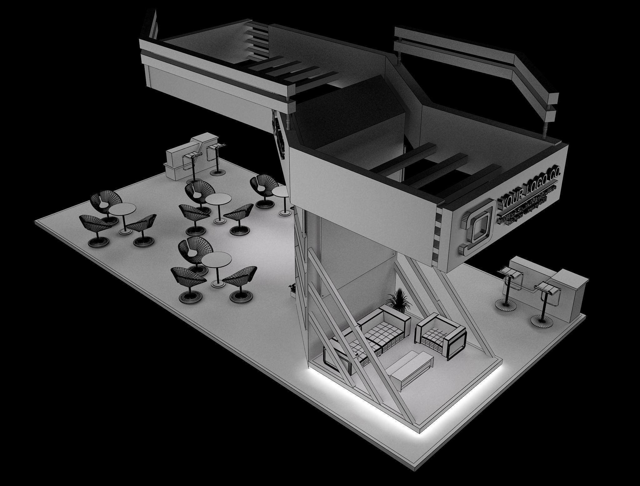 Booth Exhibition Stand a628 3D model_7
