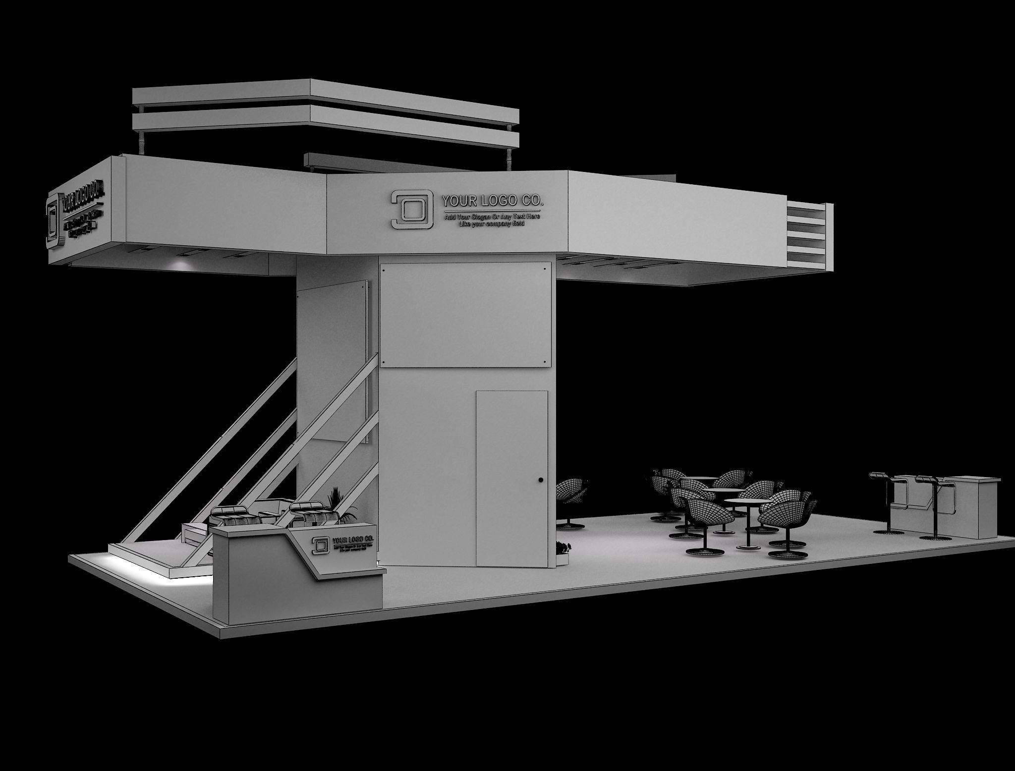 Booth Exhibition Stand a628 3D model_9