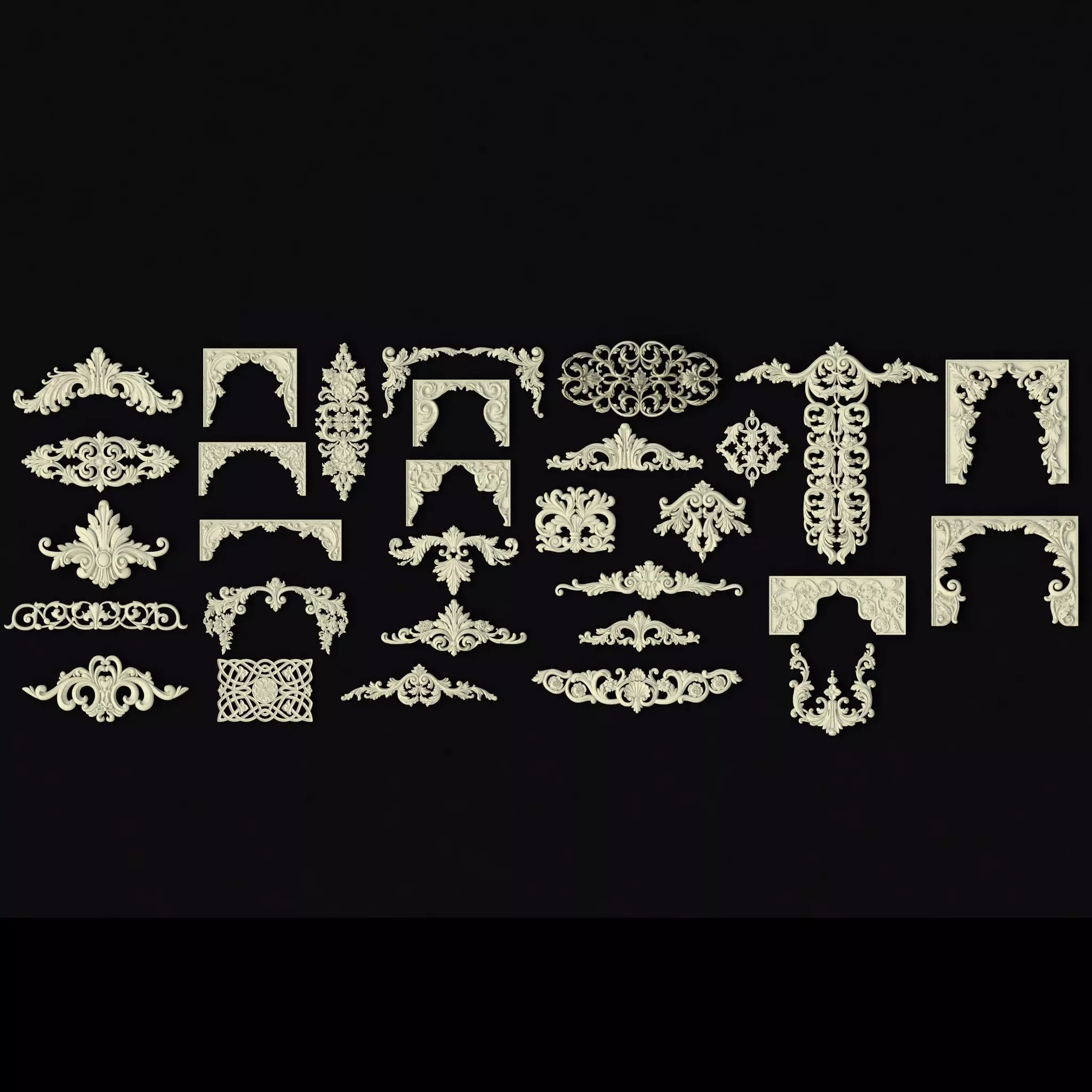 Collection 30 high quality center decors for furniture ornaments 3D model_0