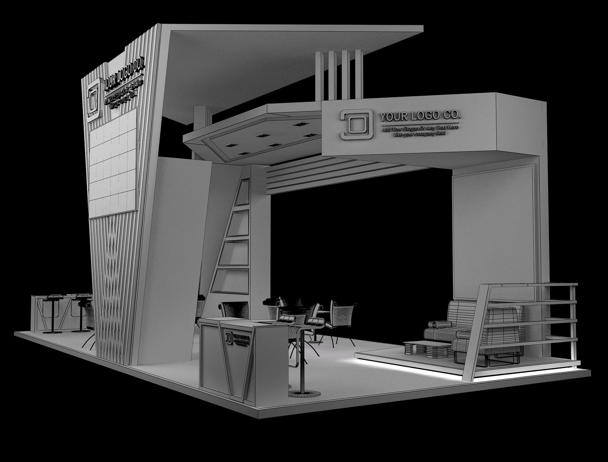 Booth Exhibition Stand a629 3D model_13