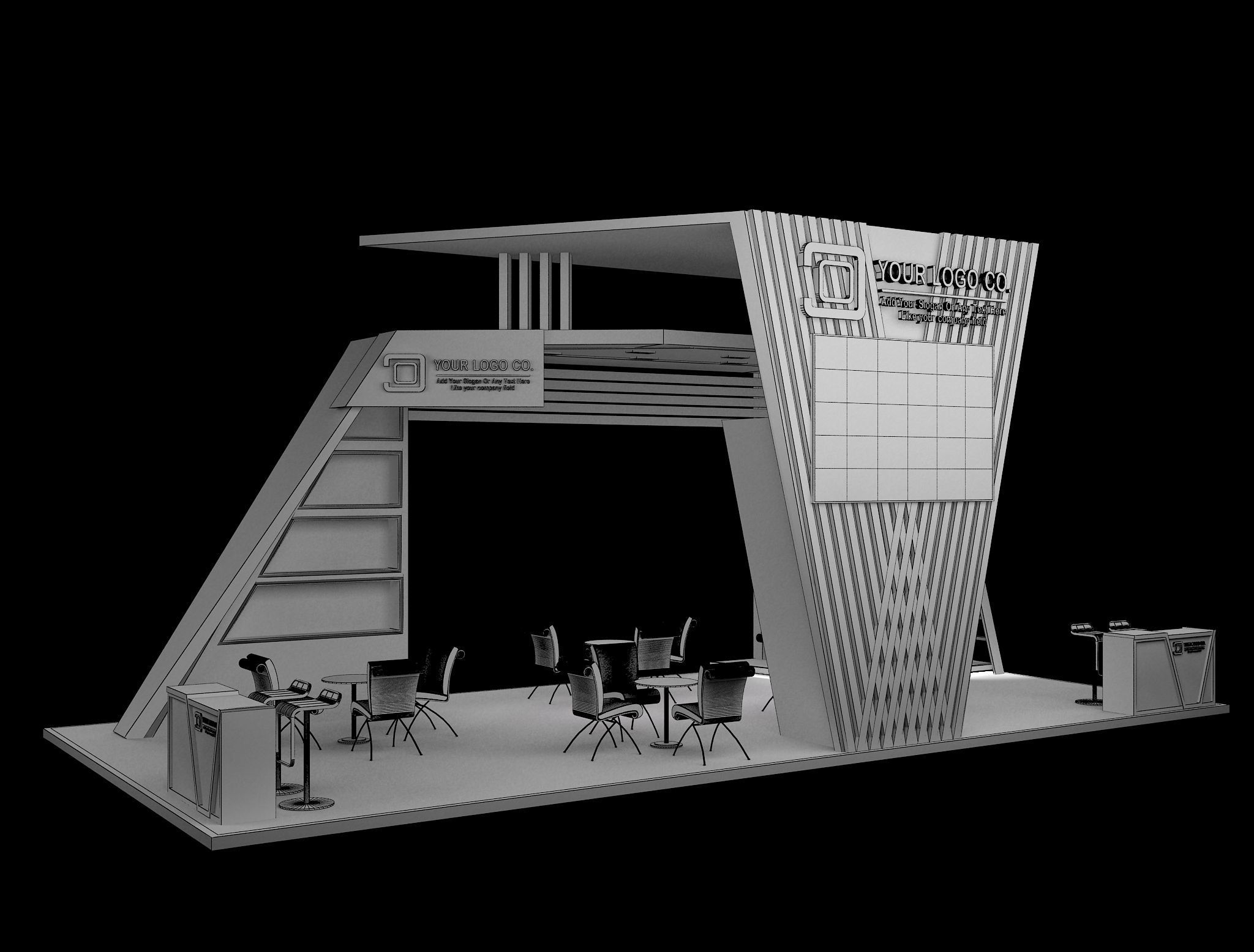 Booth Exhibition Stand a629 3D model_7