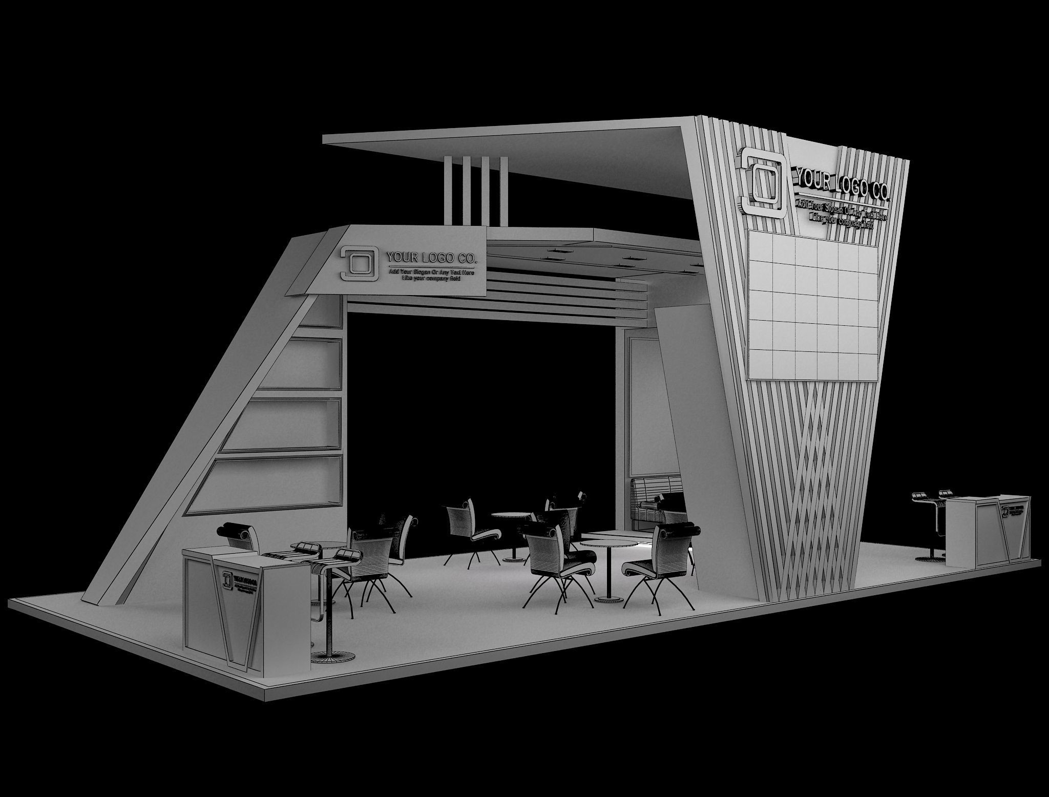 Booth Exhibition Stand a629 3D model_11