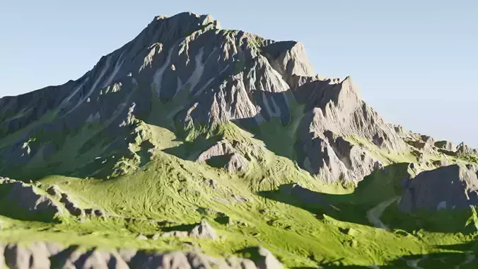 Mountain Terrain 4x4 Km Low-poly 3D model