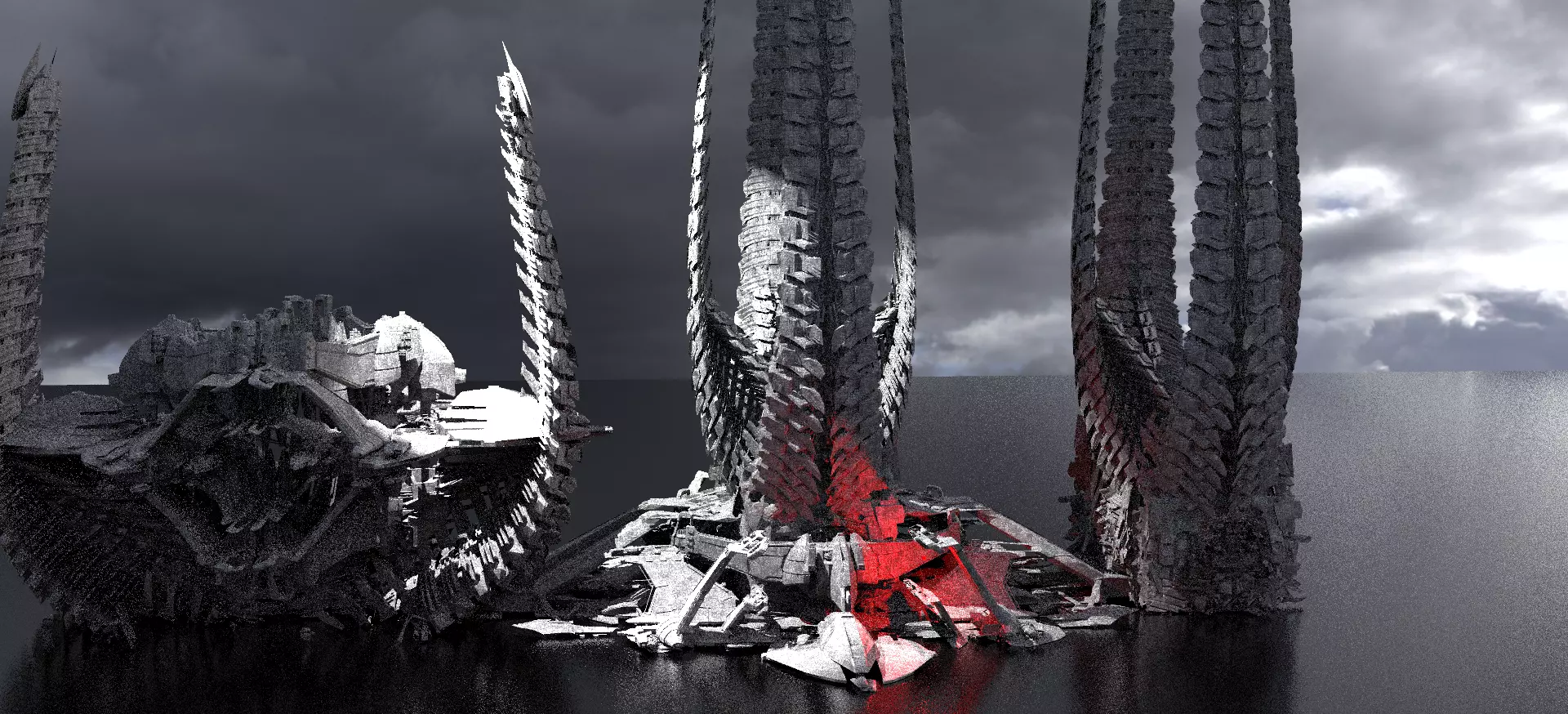 Alien Spine Tower 4 versions  3D model_0