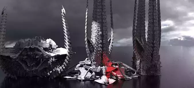 Alien Spine Tower 4 versions  3D model