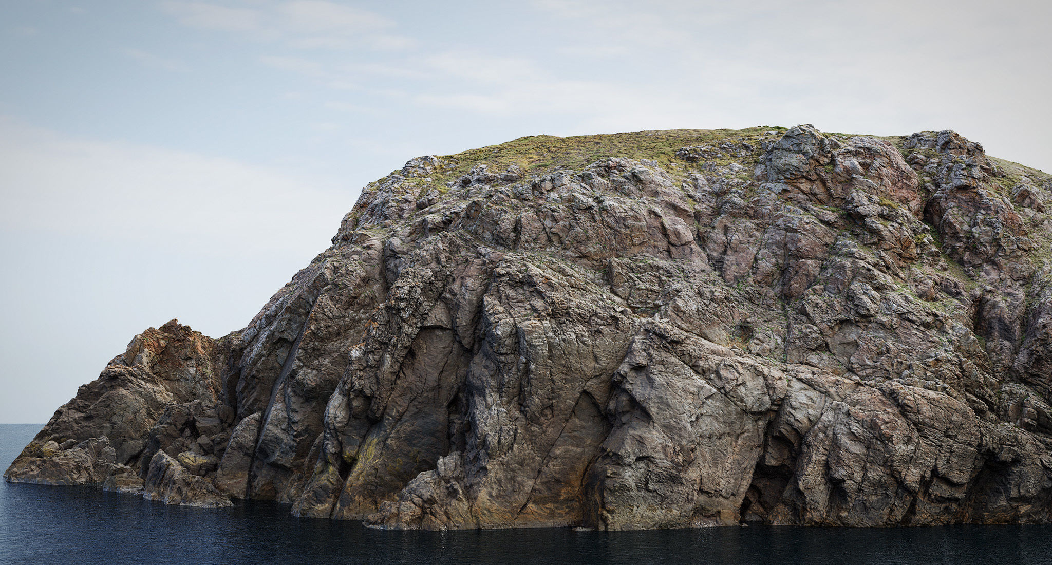 Large Coast Line Cliff PBR Scan Low-poly 3D model_12