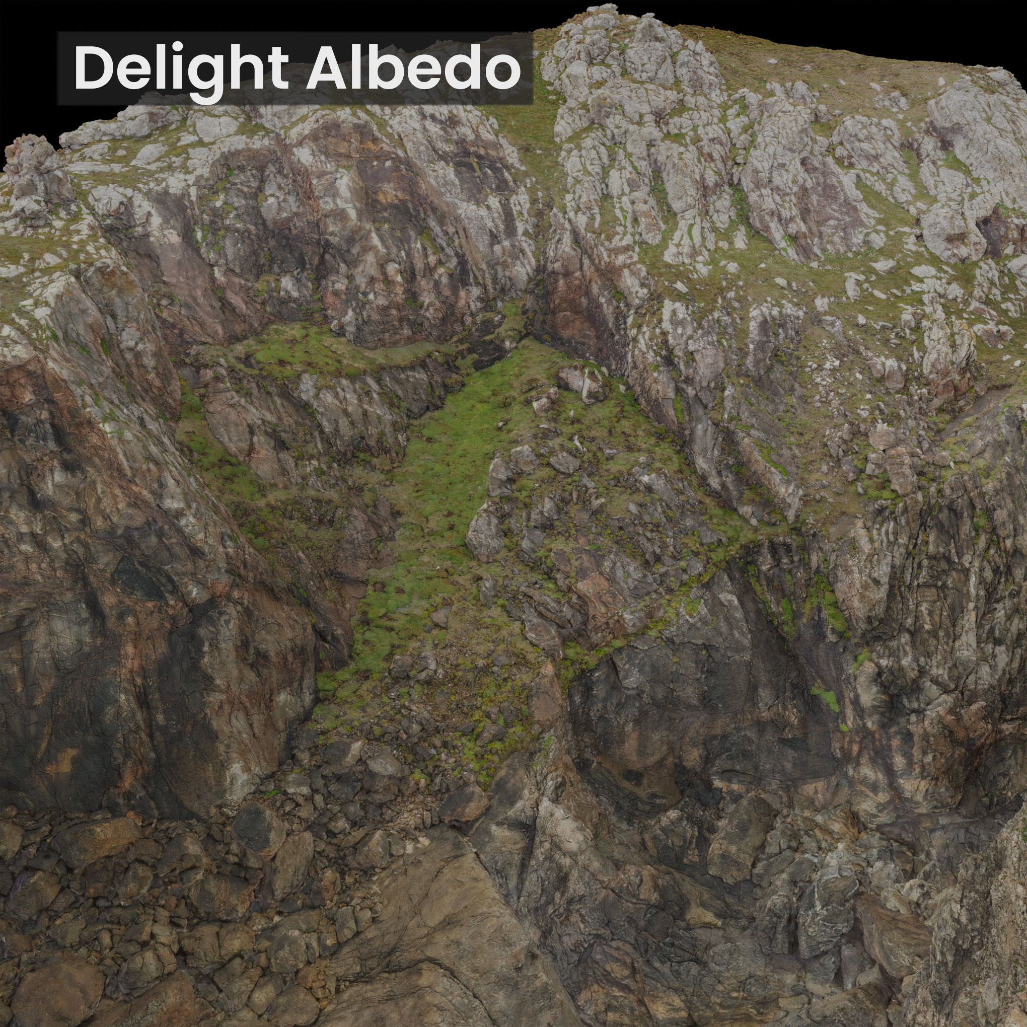 Large Coast Line Cliff PBR Scan Low-poly 3D model_6