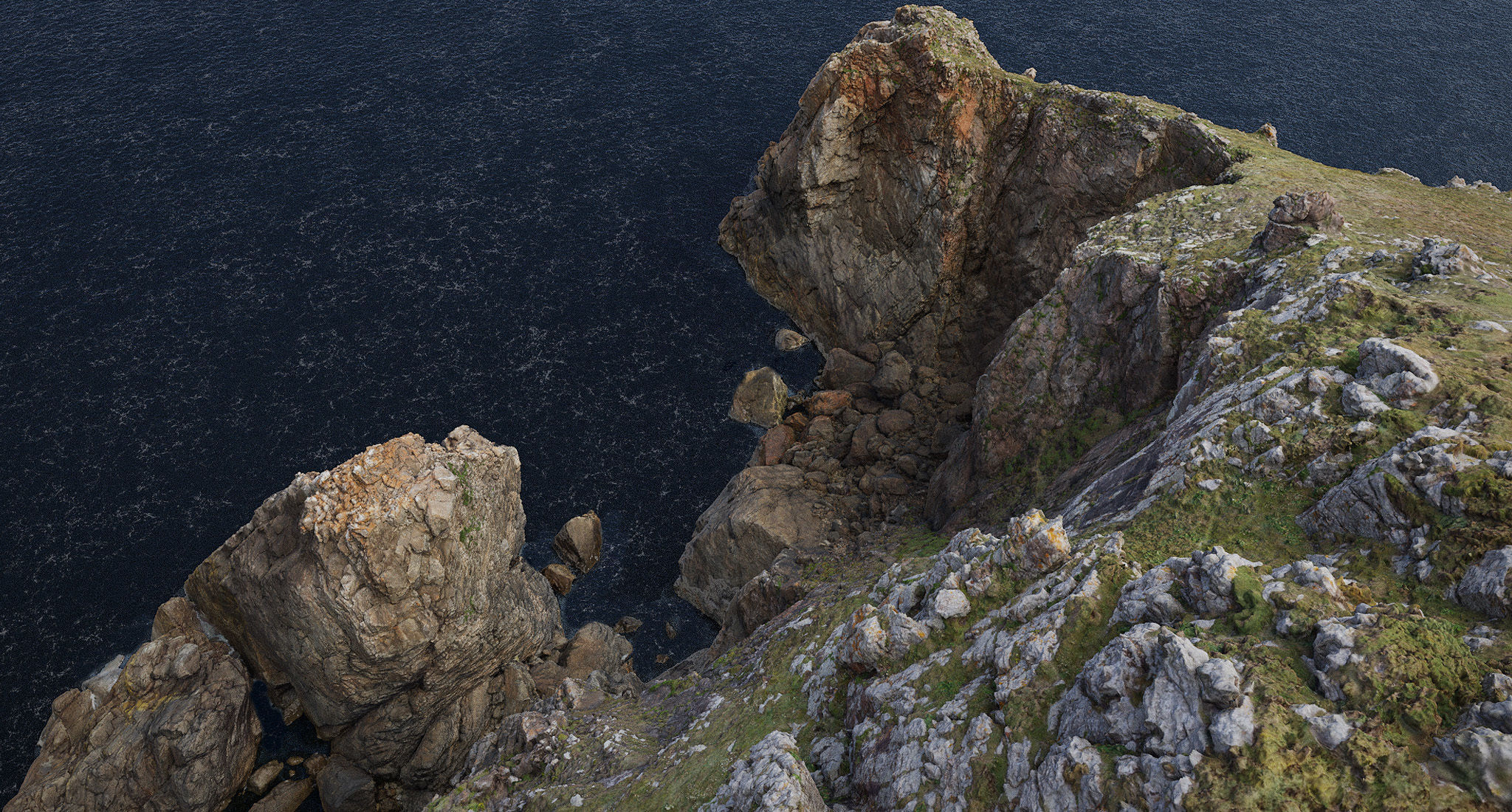 Large Coast Line Cliff PBR Scan Low-poly 3D model_15