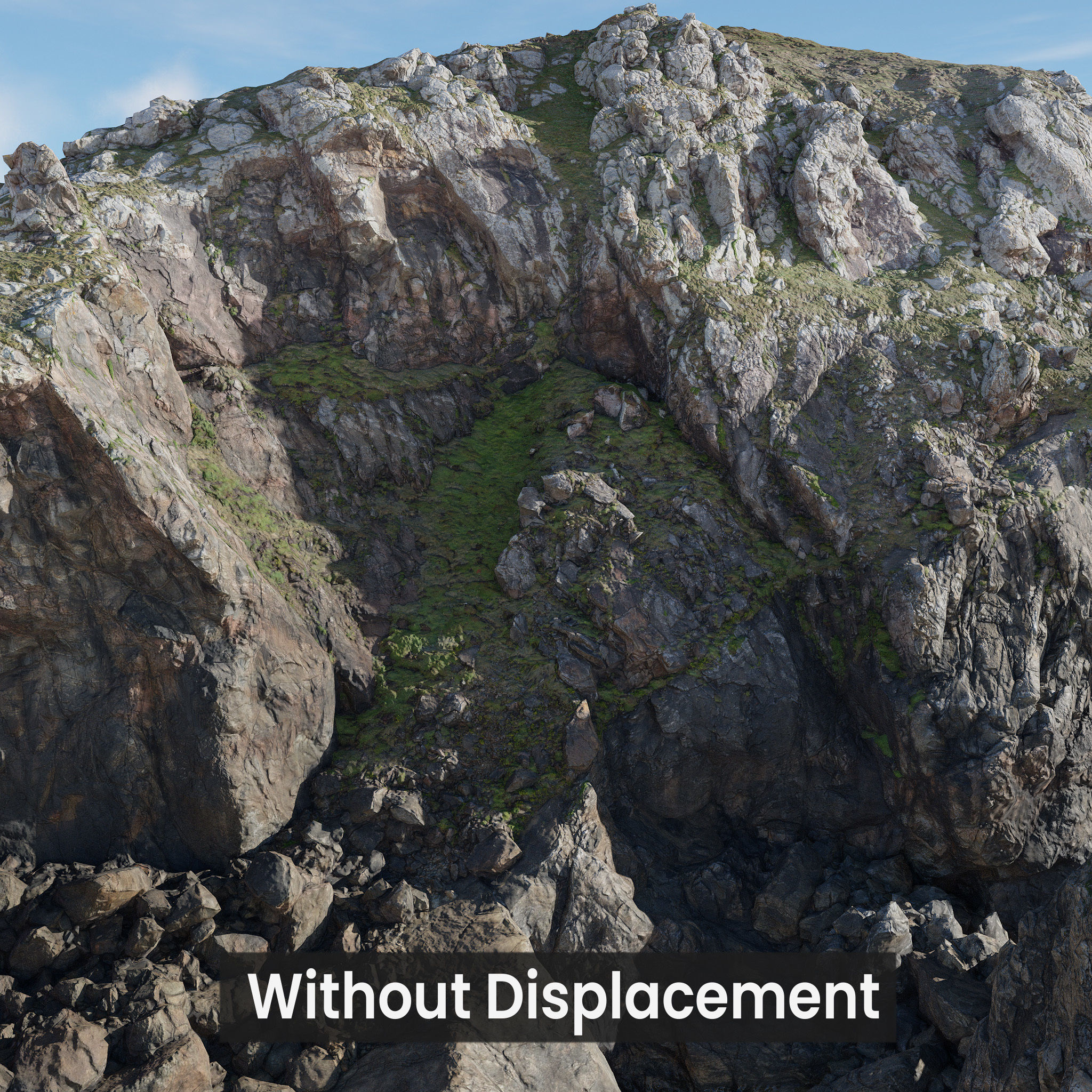 Large Coast Line Cliff PBR Scan Low-poly 3D model_8
