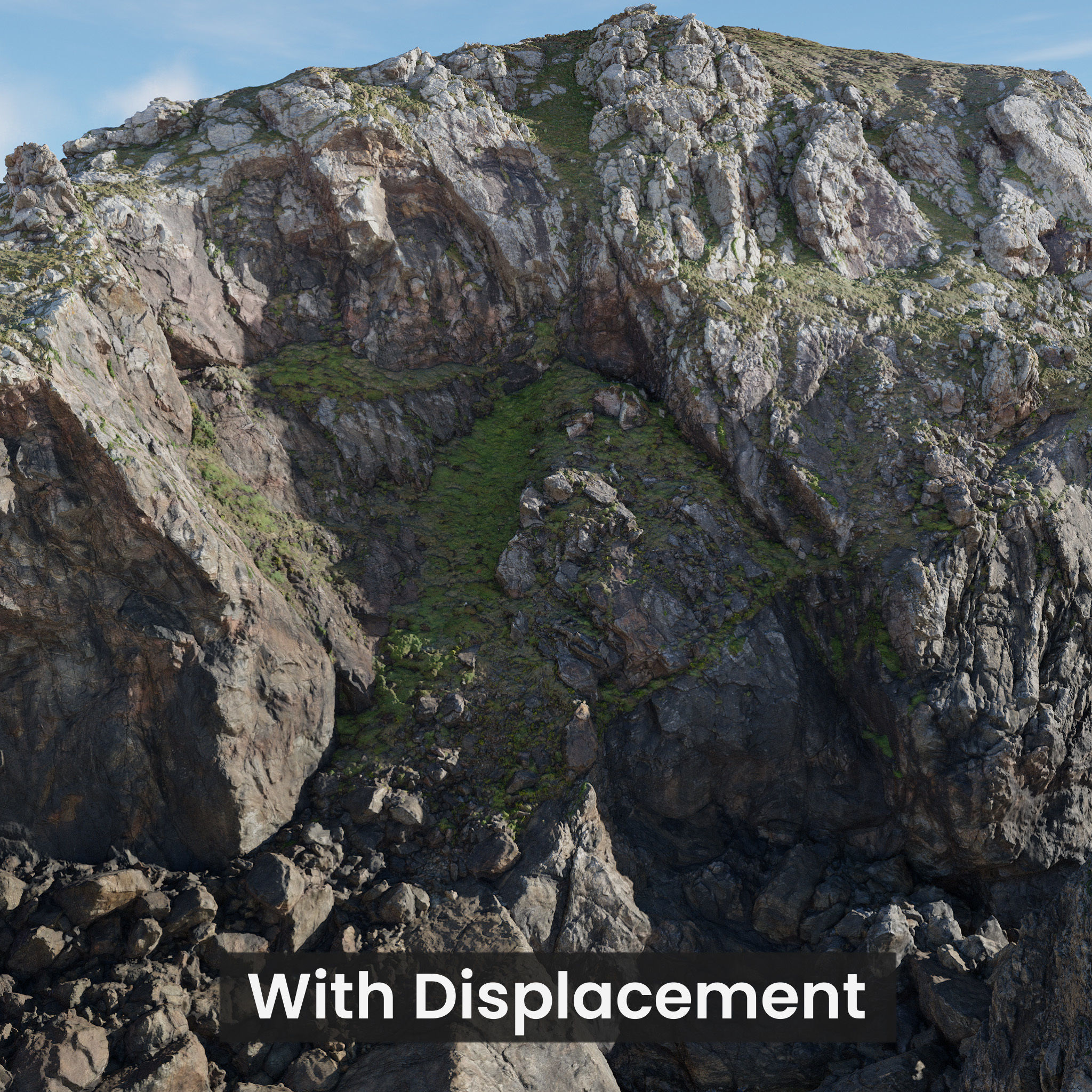 Large Coast Line Cliff PBR Scan Low-poly 3D model_7