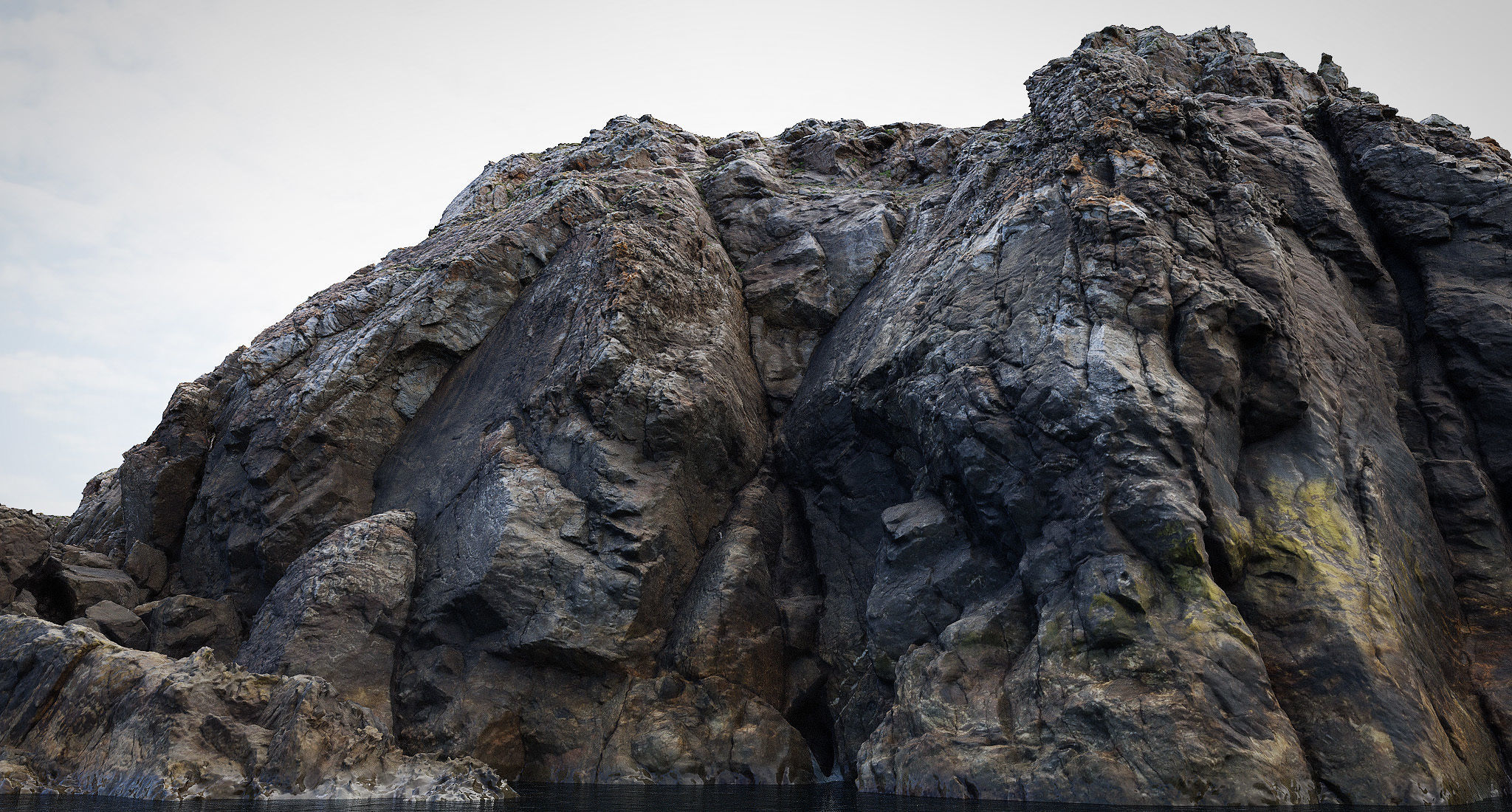 Large Coast Line Cliff PBR Scan Low-poly 3D model_11