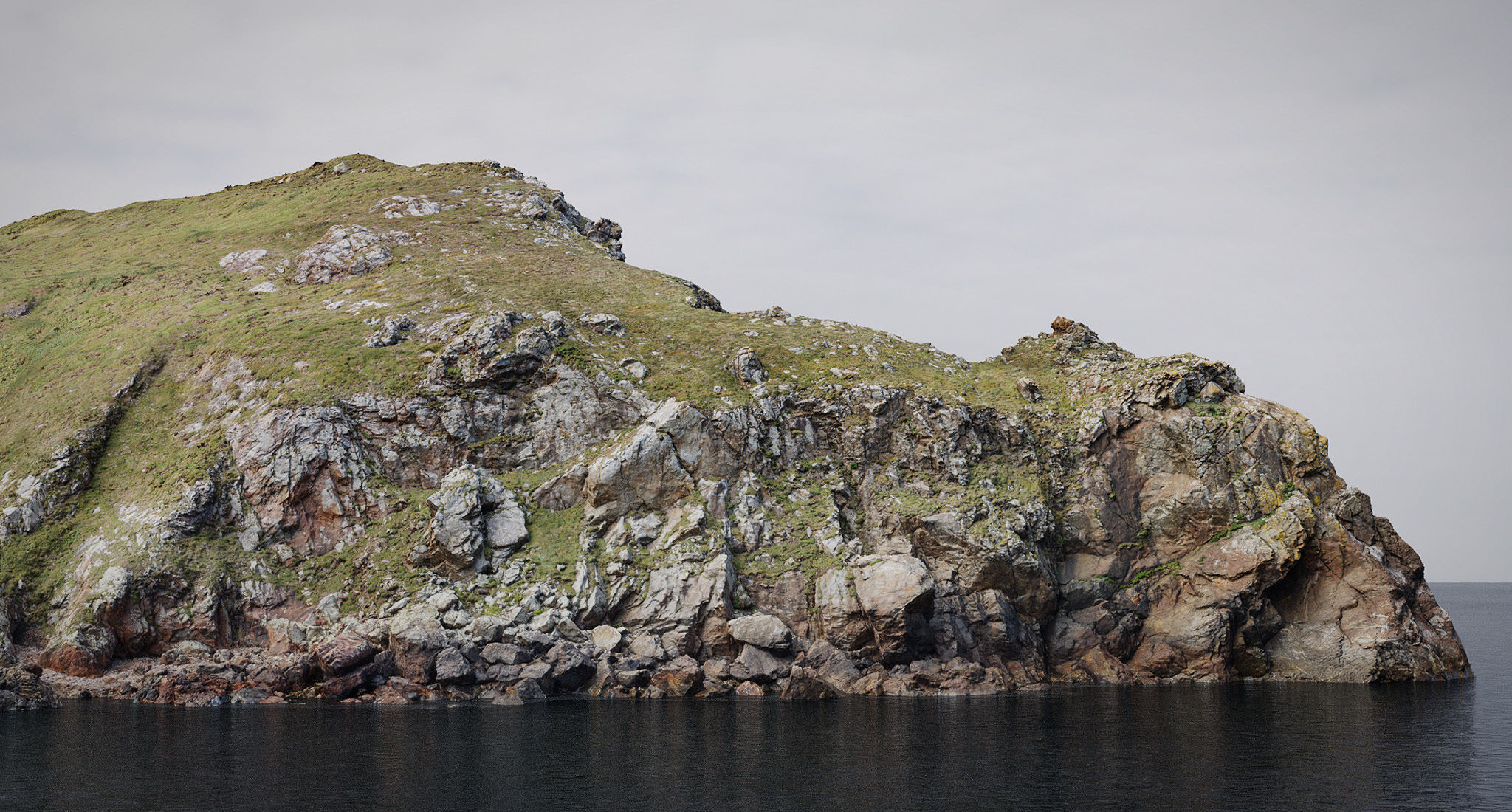Large Coast Line Cliff PBR Scan Low-poly 3D model_10