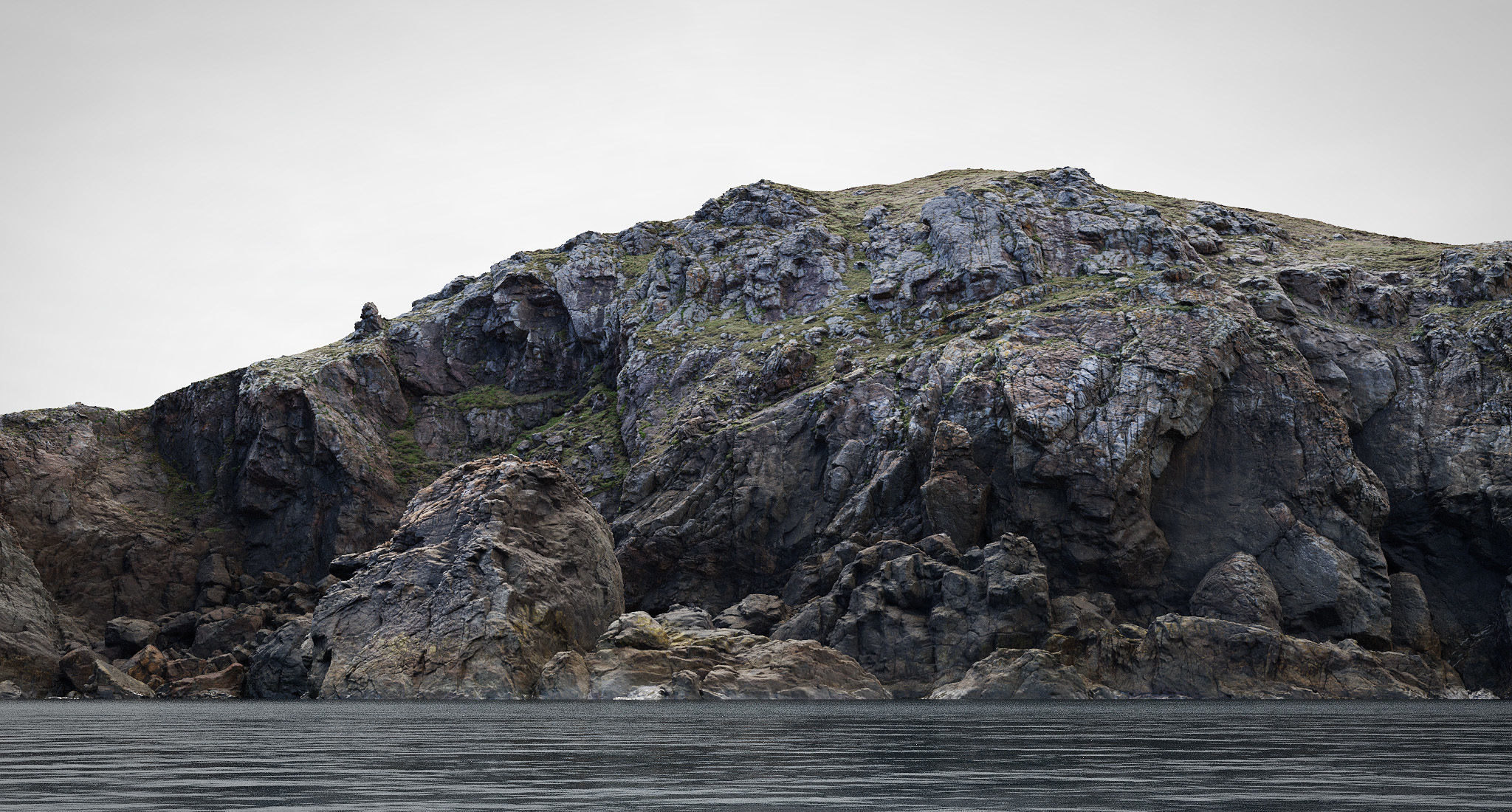 Large Coast Line Cliff PBR Scan Low-poly 3D model_4