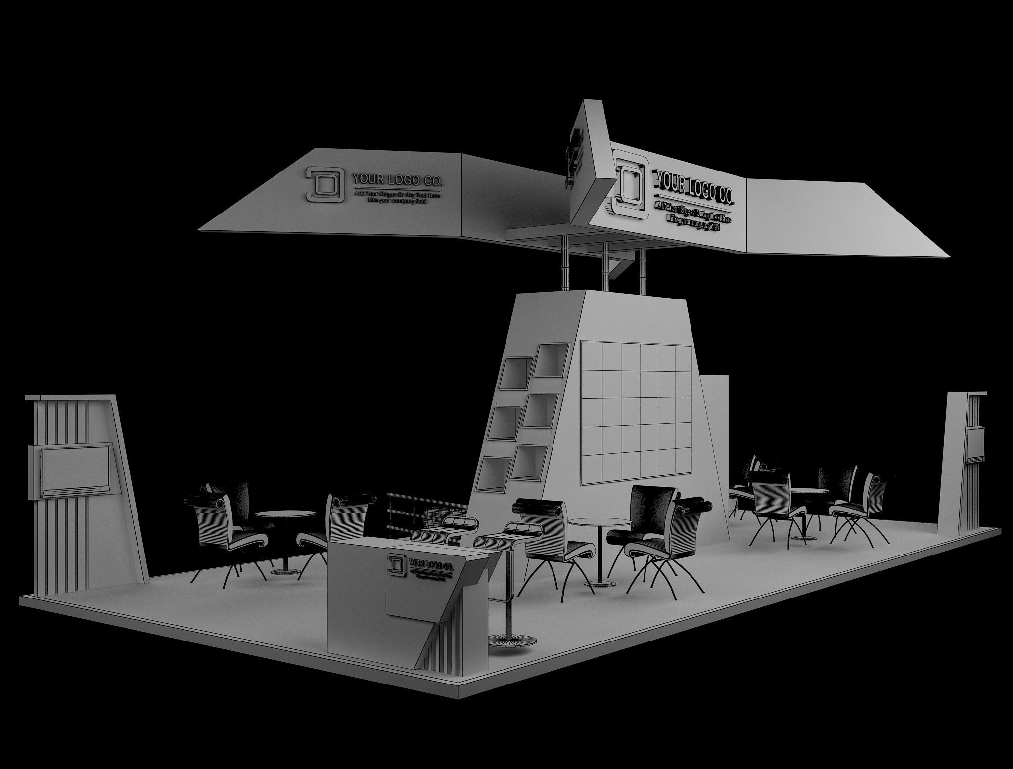 Booth Exhibition Stand a630 3D model_13