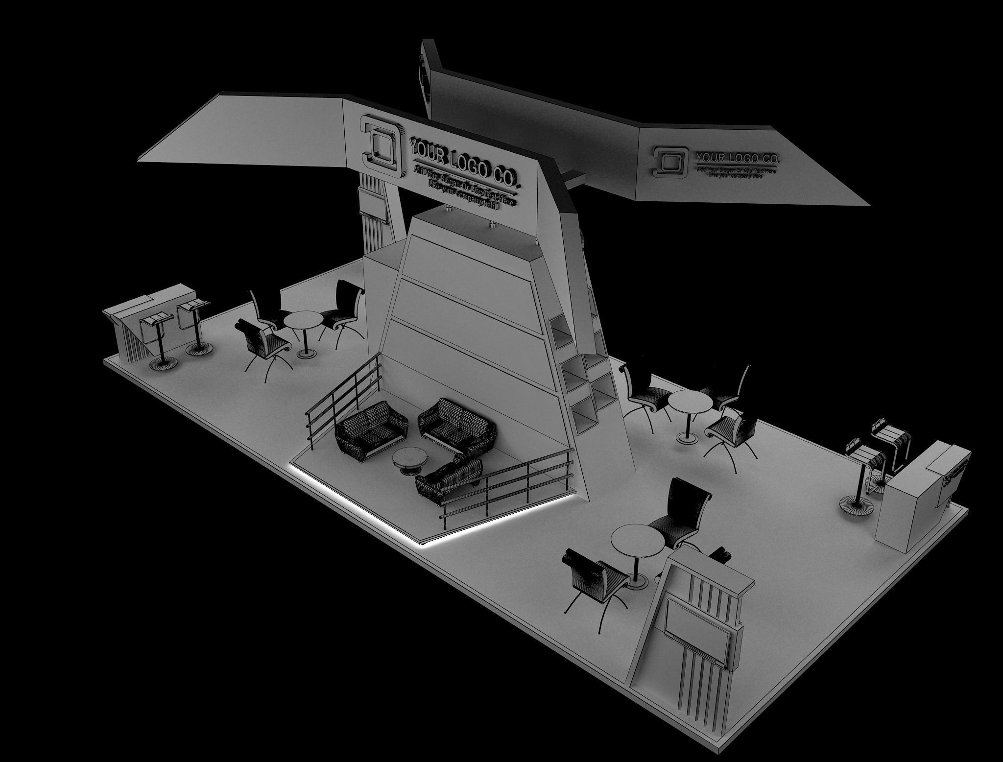 Booth Exhibition Stand a630 3D model_5