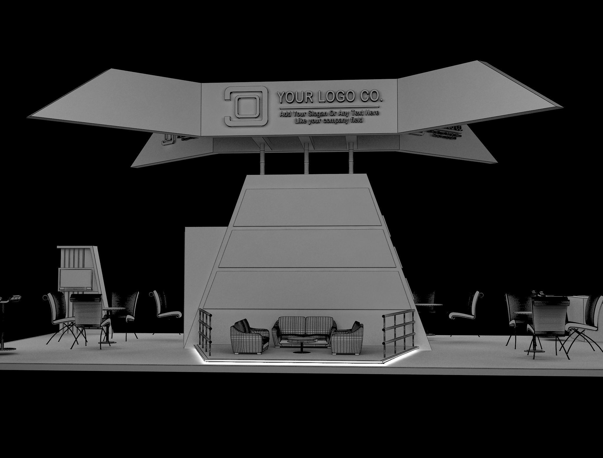 Booth Exhibition Stand a630 3D model_15
