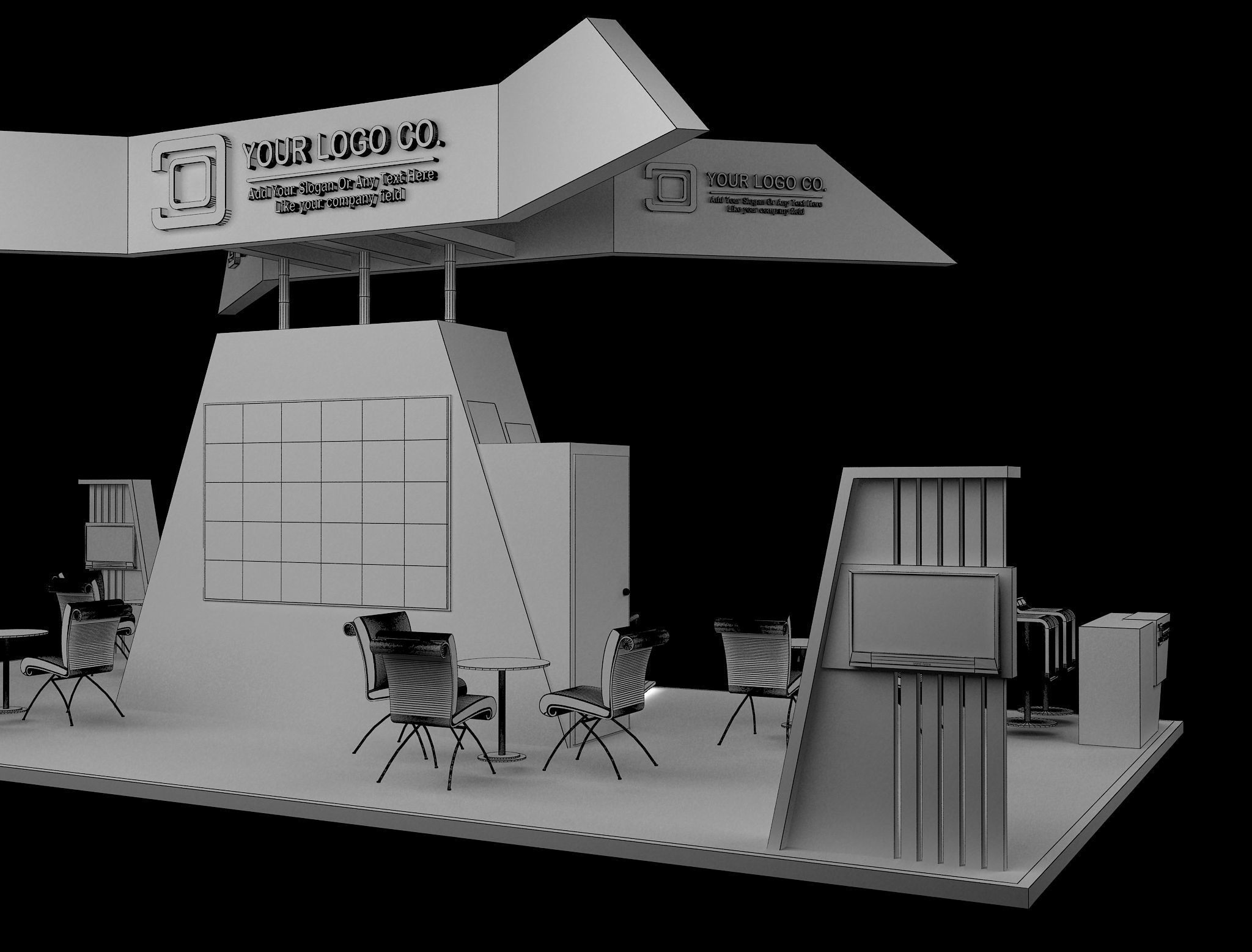 Booth Exhibition Stand a630 3D model_9