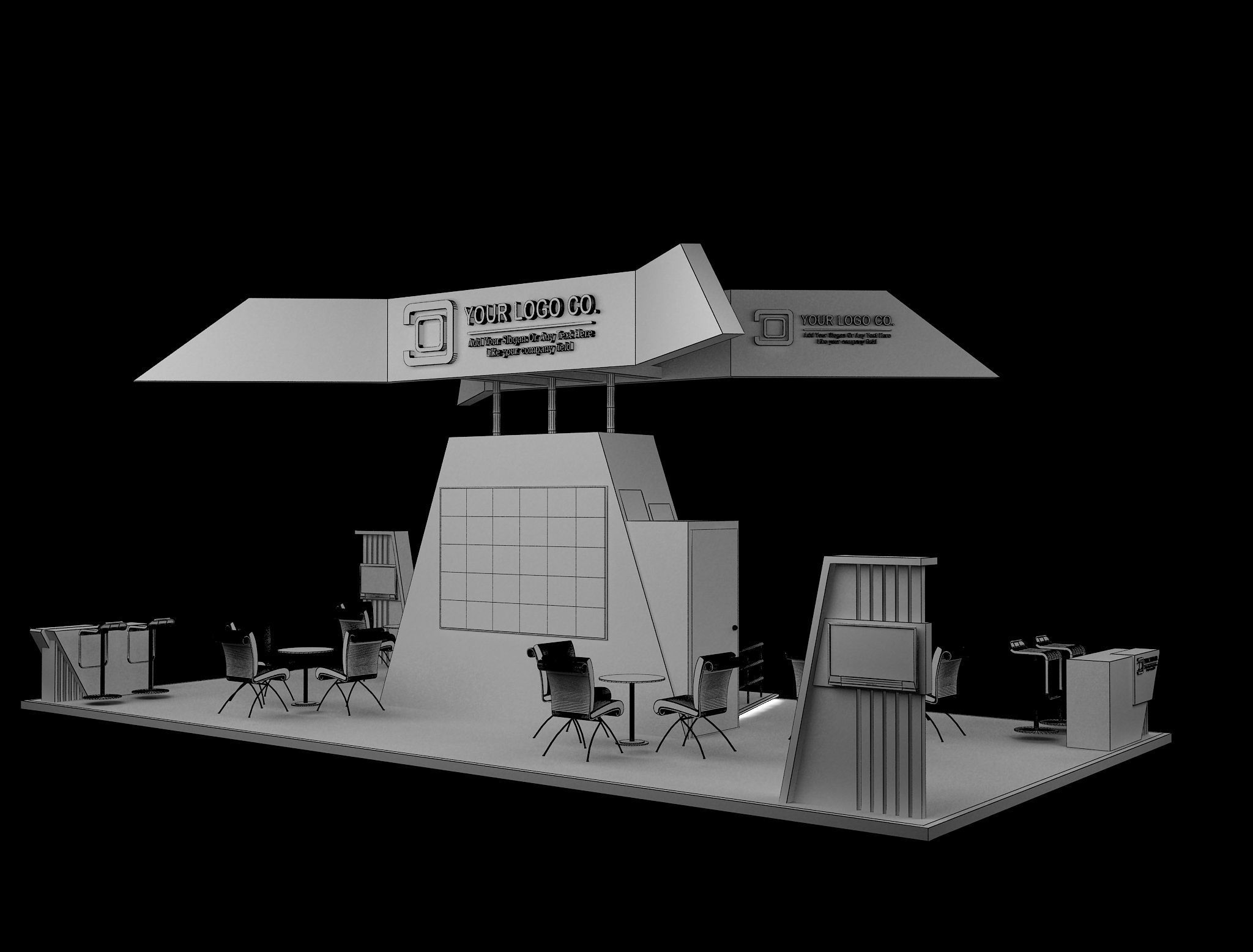 Booth Exhibition Stand a630 3D model_19