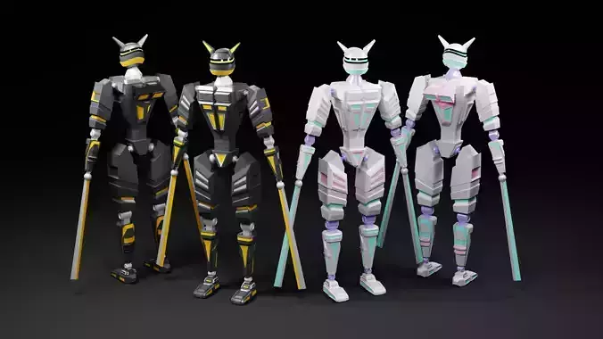 Ninja robot 3d Low-poly 3D model
