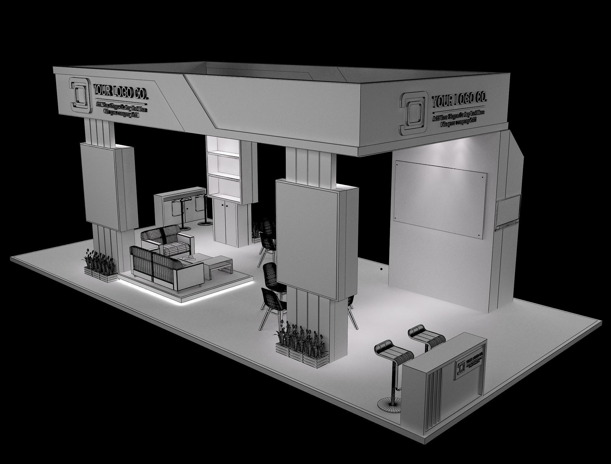 Booth Exhibition Stand a631 3D model_5