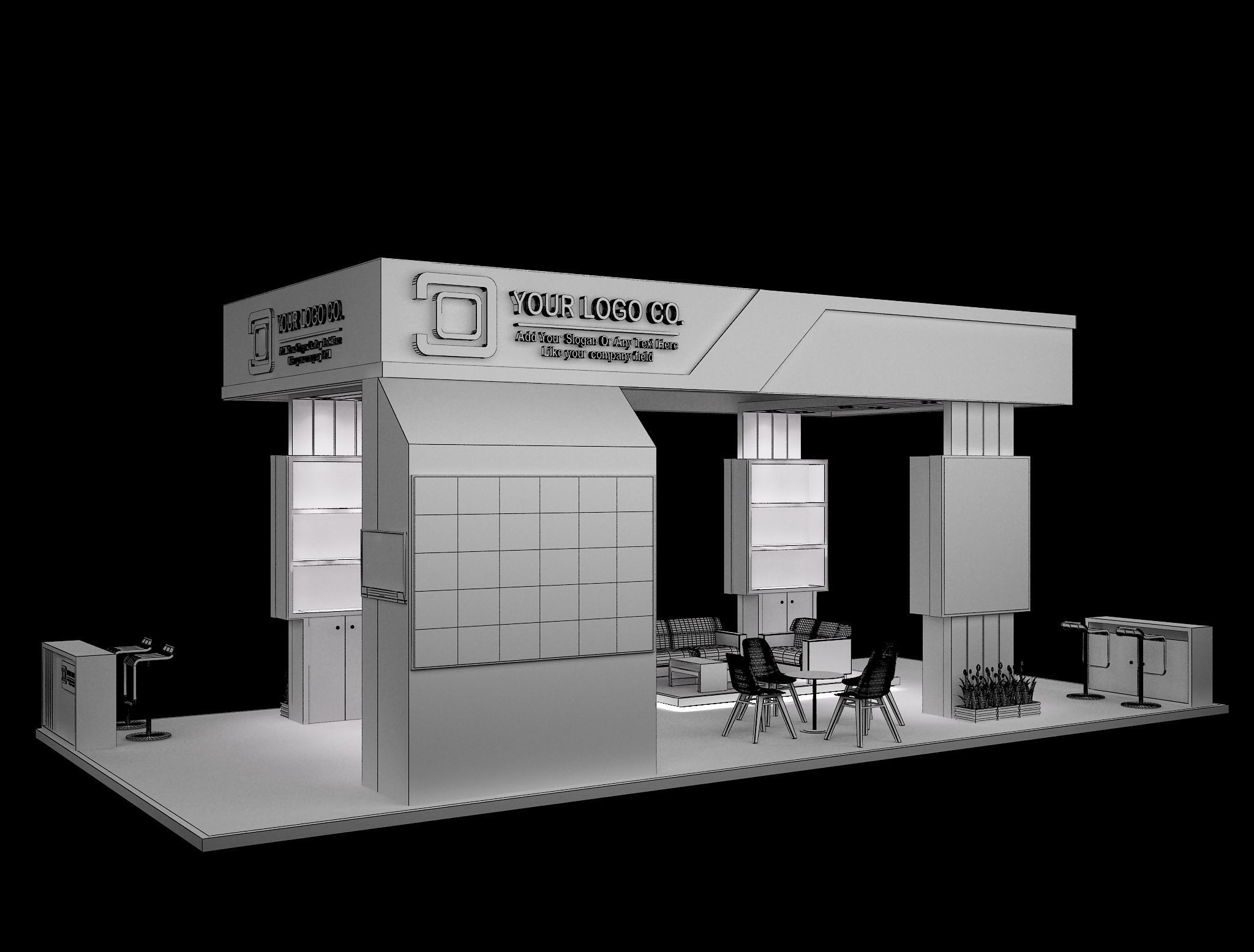 Booth Exhibition Stand a631 3D model_7