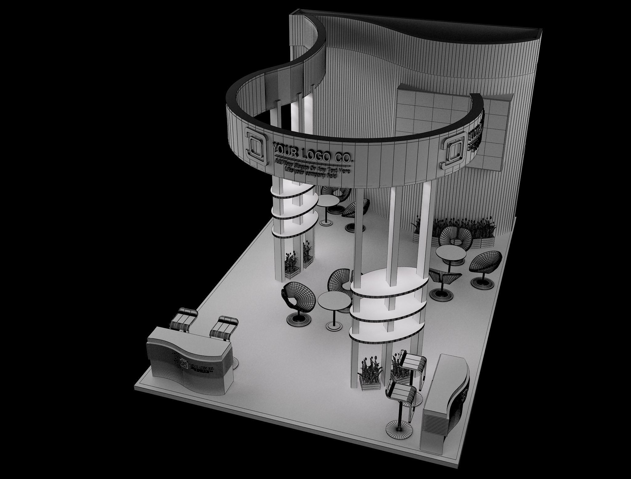 Booth Exhibition Stand a632  3D model_5